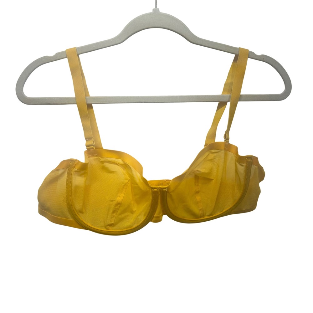 Cuup The Balconette Bra Yellow 40B Underwire Sheer Mesh Balcony Style
